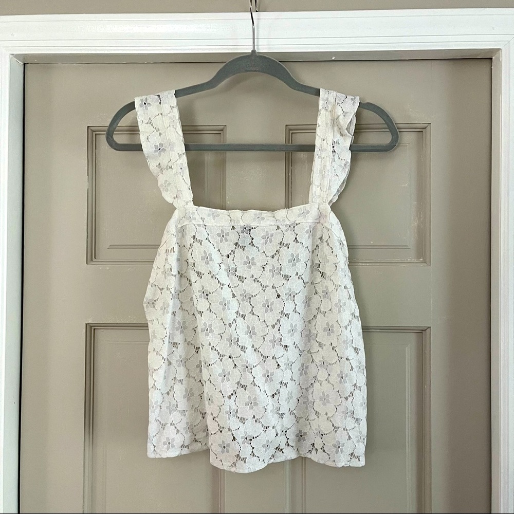 H&M white eyelet top